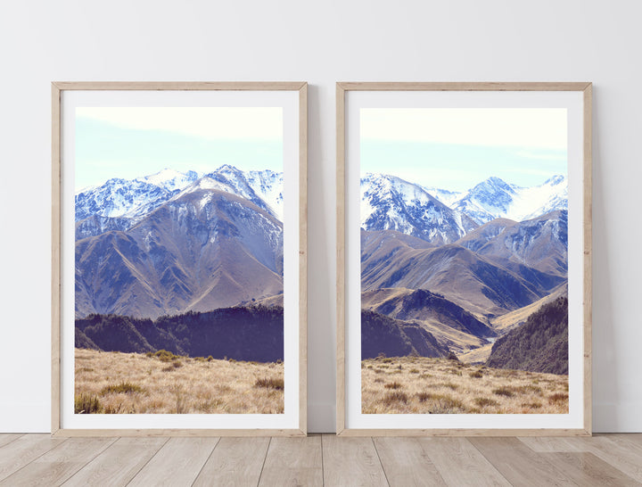 SET OF 2 - AUTUMN AT WOOLSHED CREEK HUT, SOUTHERN ALPS NEW ZEALAND